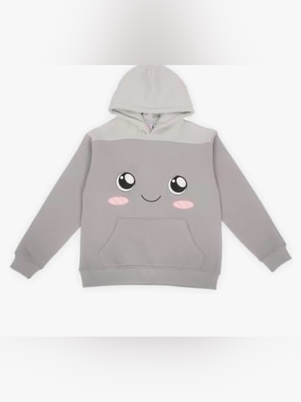 Kids Gray Cute Face Hoodie Sweatshirt - Gray
